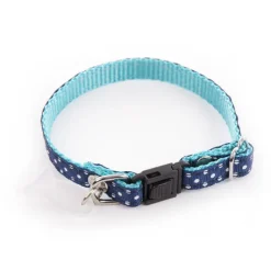 MARTIN SELLIER Collier pour chat bleu à pois blancs