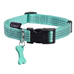 BOBBY Collier pour chien en nylon tressé coloris bleu lagon Safe 10 mm - Taille XS