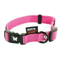 MARTIN SELLIER Collier réglable en nylon rose pour chien - 2,5x45/65 cm