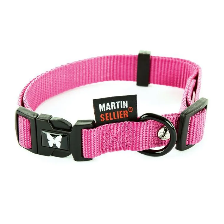 MARTIN SELLIER Collier réglable en nylon rose pour chien - 4x50/70 cm