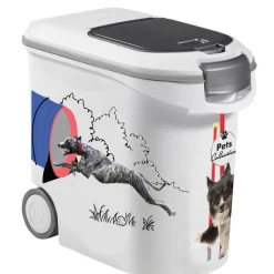 CURVER Container à croquettes pour chien coloris blanc et noir Pet collection – 35 L (12 kg)