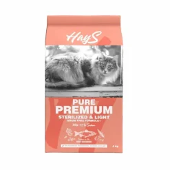 HAYS Croquette pour chat adulte stérilisé au saumon light Pure Premium - 6 kg