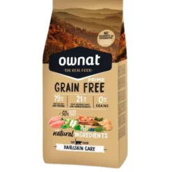 OWNAT Croquette pour chat adulte Grain Free Prime Hair & Skin à la volaille - 3 kg