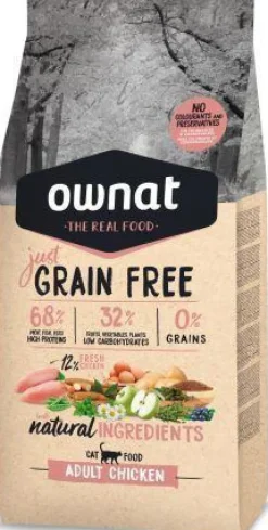 OWNAT Croquette pour chat adulte Grain Free Just au poulet - 3 kg