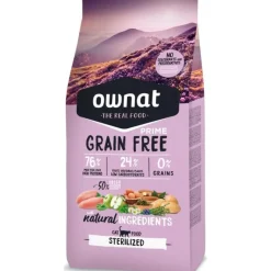 OWNAT Croquette pour chat adulte stérilisé Grain Free Prime au poulet et dinde - 1 kg