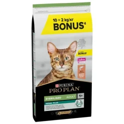 PRO PLAN Croquette pour chat adulte stérilisé au saumon - 10 kgs + 2 kgs offerts