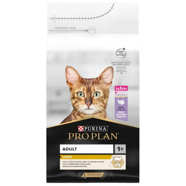 PRO PLAN Croquette pour chat adulte light à la dinde et riz - 1,5kg