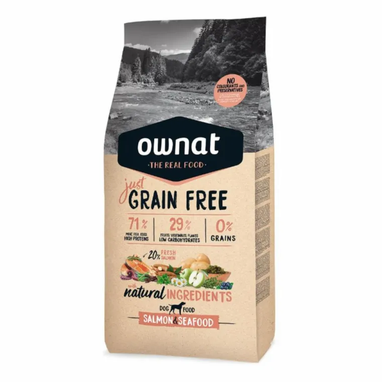 OWNAT Croquette pour chien adulte Grain Free au saumon et fruits de mer - 14 kg