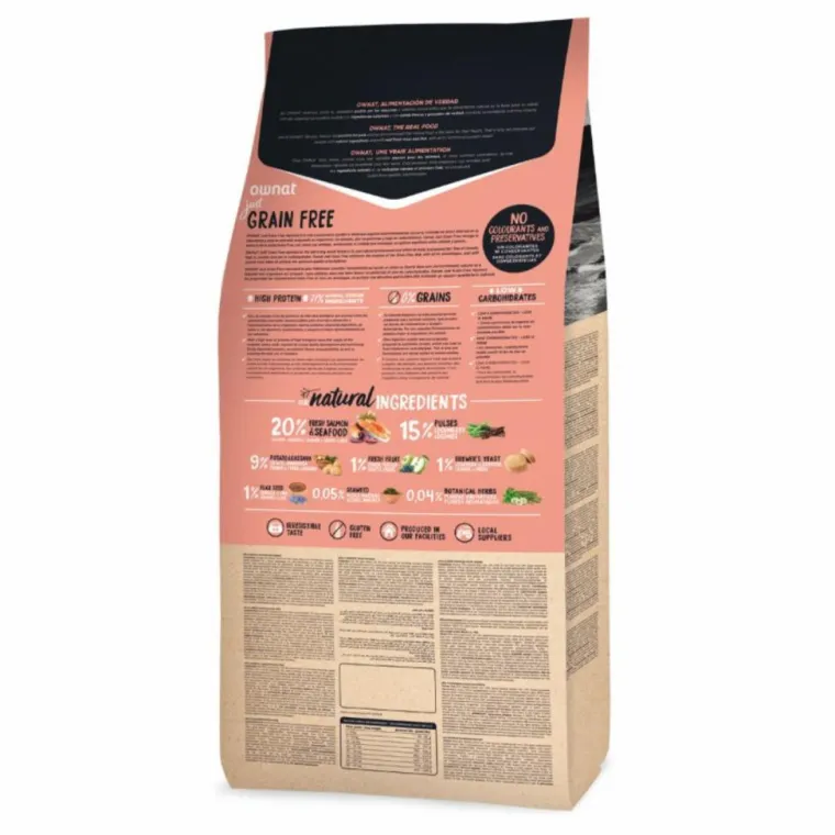 OWNAT Croquette pour chien adulte Grain Free au saumon et fruits de mer - 14 kg