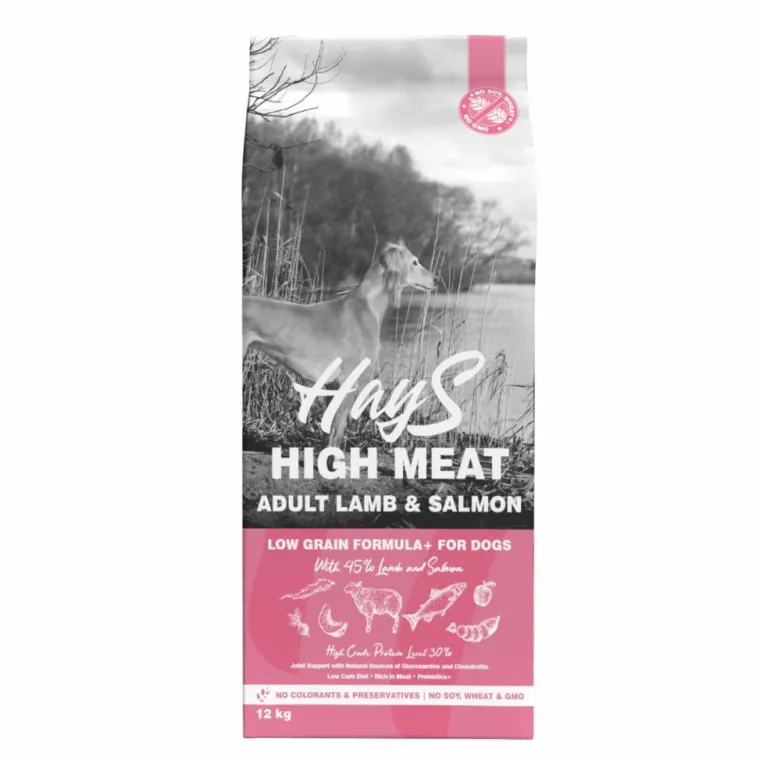 HAYS Croquette pour chien adulte à l'agneau et au poisson High Meat - 12 kg