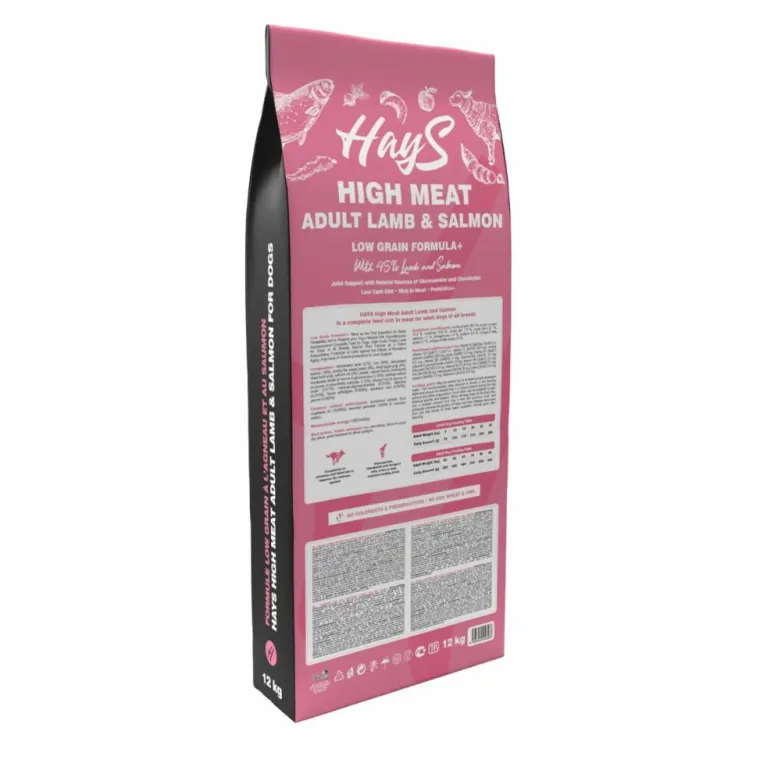 HAYS Croquette pour chien adulte à l'agneau et au poisson High Meat - 12 kg
