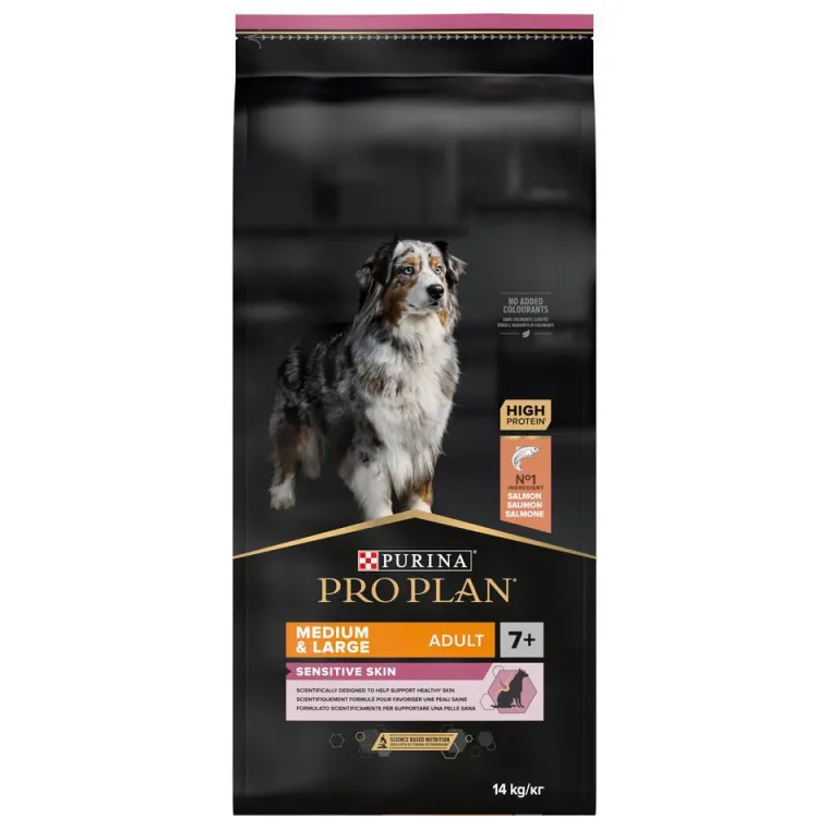 PRO PLAN Croquette pour chien mature au saumon Sensitive Skin – 14 kg