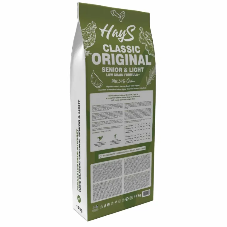 HAYS Croquette pour chien mature light au poulet Classic - 15 kg