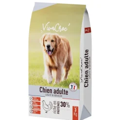 VIVACROC Croquettes light pour chien senior au poulet – 3 kg