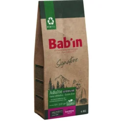 BAB'IN Croquettes pour chat adulte stérilisé au saumon sans céréales Signature - 6 kg