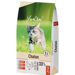 VIVACROC Croquettes pour chaton au poulet – 2 kg