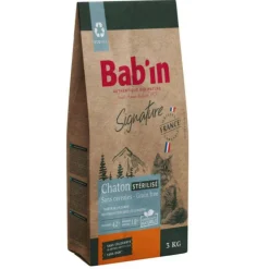 BAB'IN Croquettes pour chaton stérilisé au poulet sans céréales Signature - 3 kg