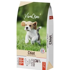 VIVACROC Croquettes pour chien junior au poulet chiot – 3 kg
