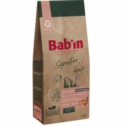 BAB'IN Croquettes pour chien junior au poulet sans céréales Signature – 12 kg