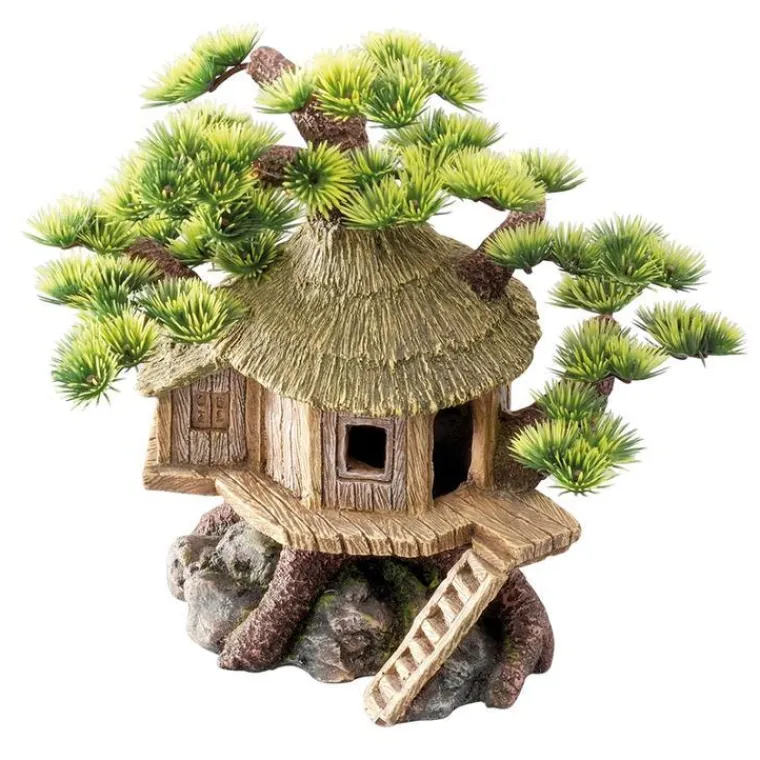EUROPET Décor aquarium maison bonsai coloris vert résine de polyester - 200 x 155 x 200 cm
