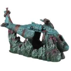 EUROPET Décor d'aquarium hélicoptère Chopper 2 coloris multicolore en résine de polyester - 28,5 x 11,5 x 18,5 cm