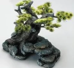 EUROPET Décor d'aquarium pierre bonsai coloris vert en résine de polyester - 16,5 x 16,5 x 18 cm