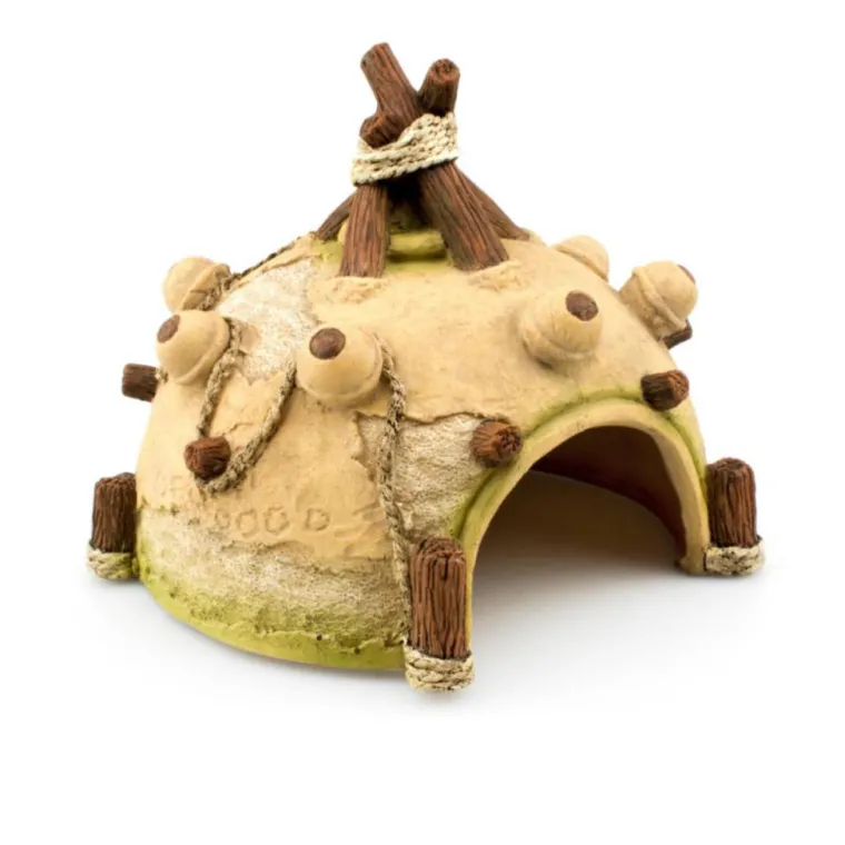 AQUAVIE Décor pour terrarium en synthétique coloris beige Caverne Tipi - 13,6 x 13 x 12,5 cm