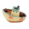 AQUATLANTIS Décoration pour aquarium coloris bleu Bateau de Pêcheur - 12,5 x 5 x 6,5 cm
