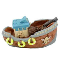 AQUATLANTIS Décoration pour aquarium coloris multicolore Bateau Pirates - 12 x 8 x 8,5 cm