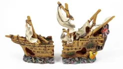 AQUATLANTIS Décoration pour aquarium coloris multicolore en résine bateau pirate échoué - 25 x 10,5 x 17 cm