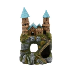 AQUATLANTIS Décoration pour aquarium coloris multicolore en résine château de montagne - 6,5 x 9,5 x 14,5 cm
