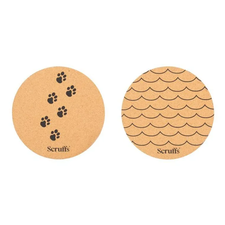 SCRUFFS Dessous de gamelle coloris marron en liège motifs vagues et pattes – x 2