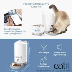 CATIT Distributeur de nourriture pour chat coloris blanc Pixi Smart Wifi – 1,2 kg
