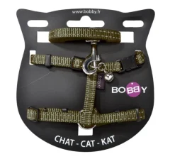 BOBBY Ensemble sellerie pour chat coloris vert en nylon harnais et laisse Safe - Taille XS