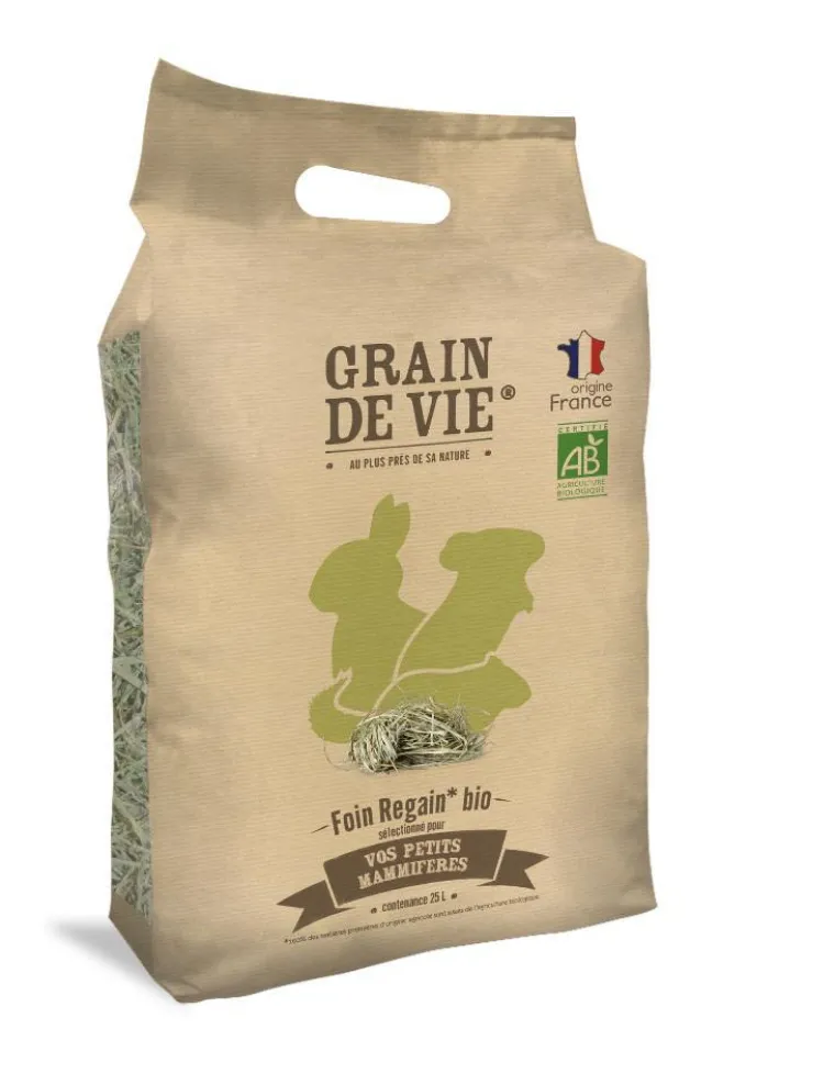 GRAIN DE VIE Foin regain bio pour petits mammifères - 25 L