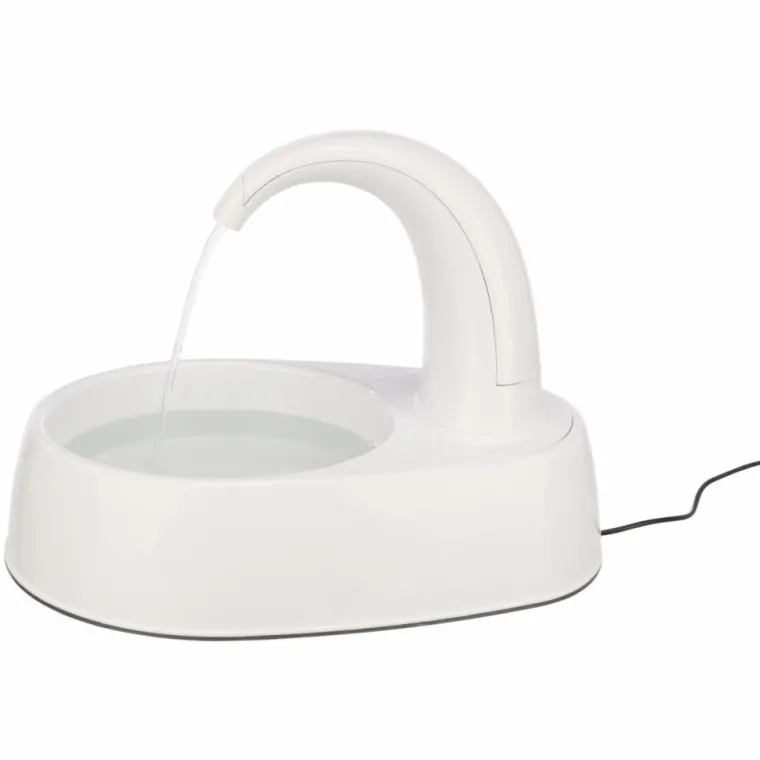 TRIXIE Fontaine à eau blanche pour chat Curved Stream - 2,5 L