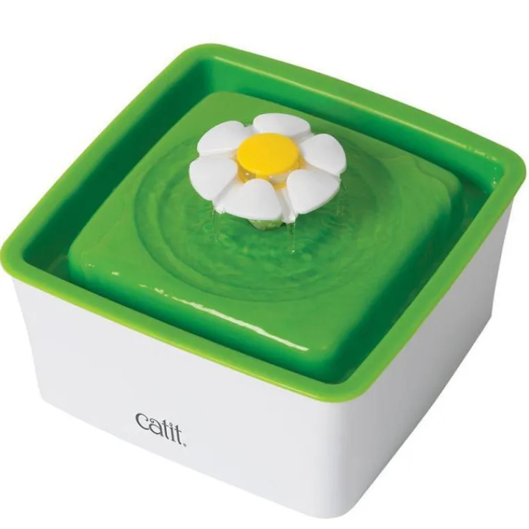 CATIT Fontaine à eau pour chat blanche et verte Flower Mini 2.0 - 1,5 L