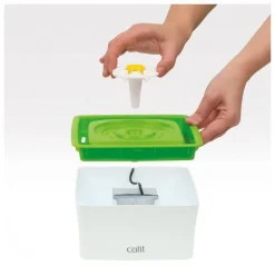 CATIT Fontaine à eau pour chat blanche et verte Flower Mini 2.0 - 1,5 L