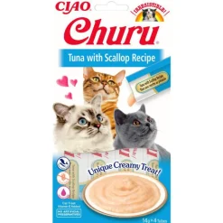 INABA Friandise à lécher pour chat Churu thon/pétoncle 14 g - les 4 pièces