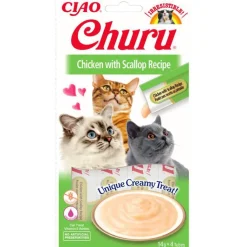 CHURU Friandises liquides pour chat poulet/pétoncle Inaba - 4 x 14 g