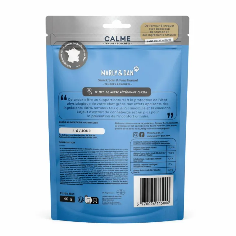 MARLY & DAN Friandises pour chat tendres bouchées calme - 40 g