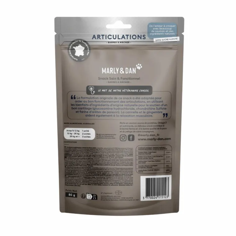 MARLY & DAN Friandises pour chien barres à mâcher articulations - 80 g