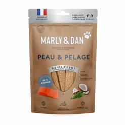 MARLY & DAN Friandises pour chien barres à mâcher peau et pelage - 80 g