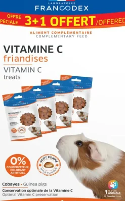FRANCODEX Friandises vitamine c pour cobaye goût pomme - 4 x 50 g