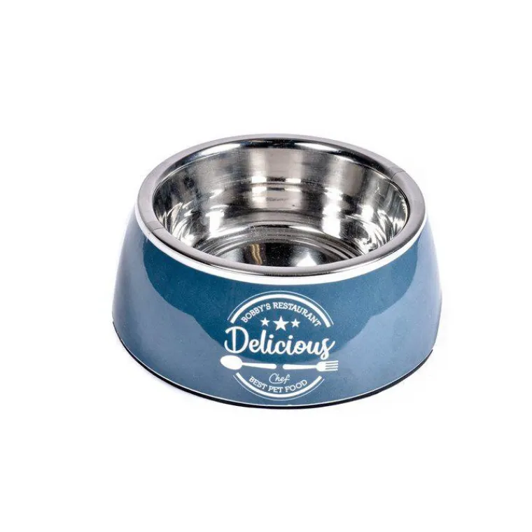 BOBBY Gamelle pour chien coloris bleu en mélamine Delicious – Taille S
