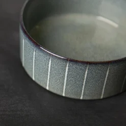 SCRUFFS Gamelle pour chien en grès coloris gris avec rayures Reactive Glaze - 13 x 13 x 5 cm
