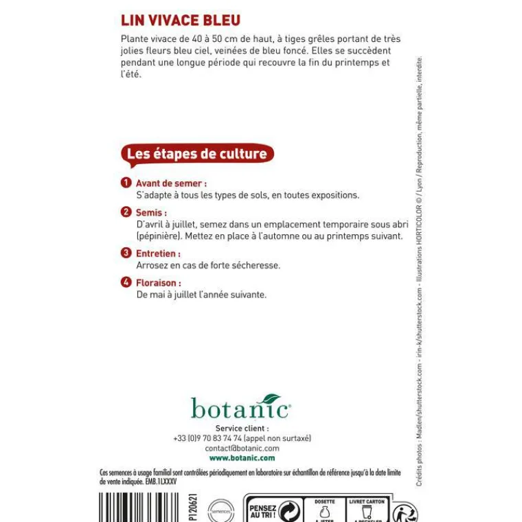 BOTANIC® Graines de lin vivace bleu - graines à semer