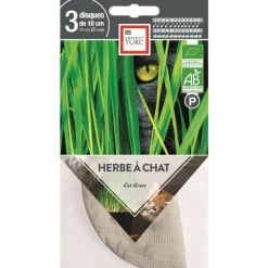 ERNEST TURC Graines présemées d’Herbe à chat bio - 3 ronds de 10 cm