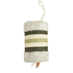 BOBBY Griffoir cylindrique en corde vert avec plumes naturelles Griffoir Roll - 21 x 12 x 14 cm