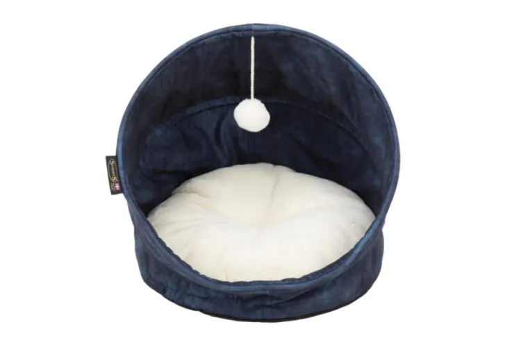 SCRUFFS Grotte pour chat bleu Kensington – Taille 44 x 44 x 48 cm